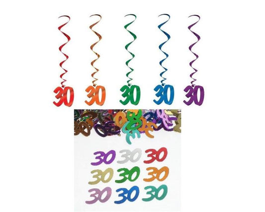 30th Birthday Whirls and Confetti Bright