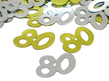80TH Confetti, Silver and Gold Number 80
