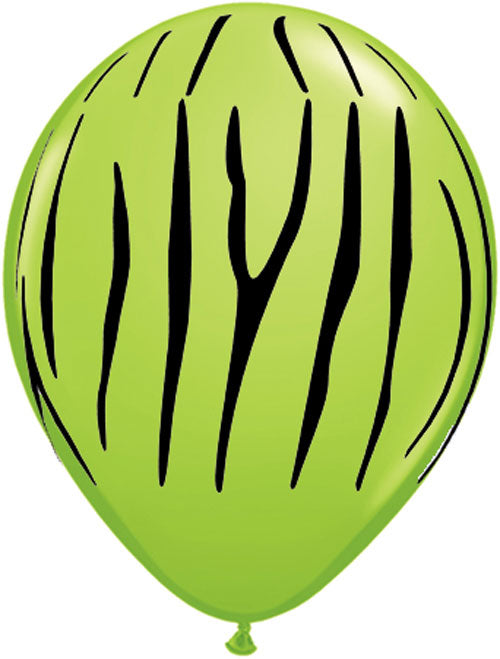 Zebra Print Balloons Green (10 Pack)