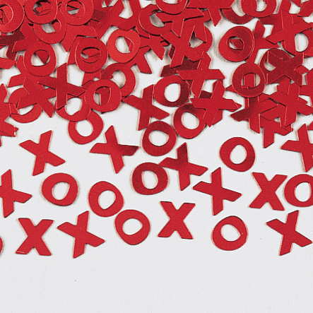 X's and O's Confetti Red Valentines Day