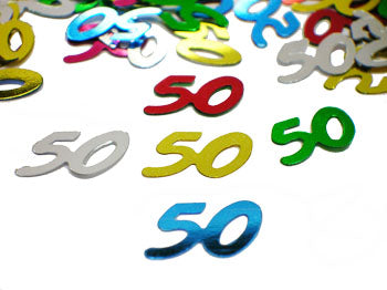 50th Birthday Confetti, Bright Metallic